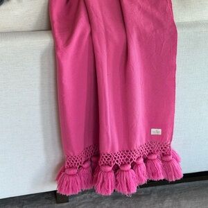 Kate Spade Pink Knit Throw with Tassels